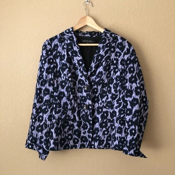 Lafayette 148 purple animal print blazer - Picture 2 of 5
